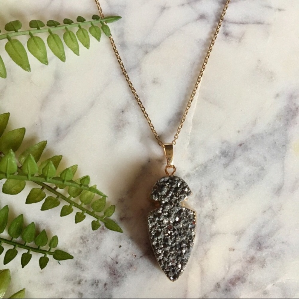 Arrowhead Druzy Stone Pendant necklace